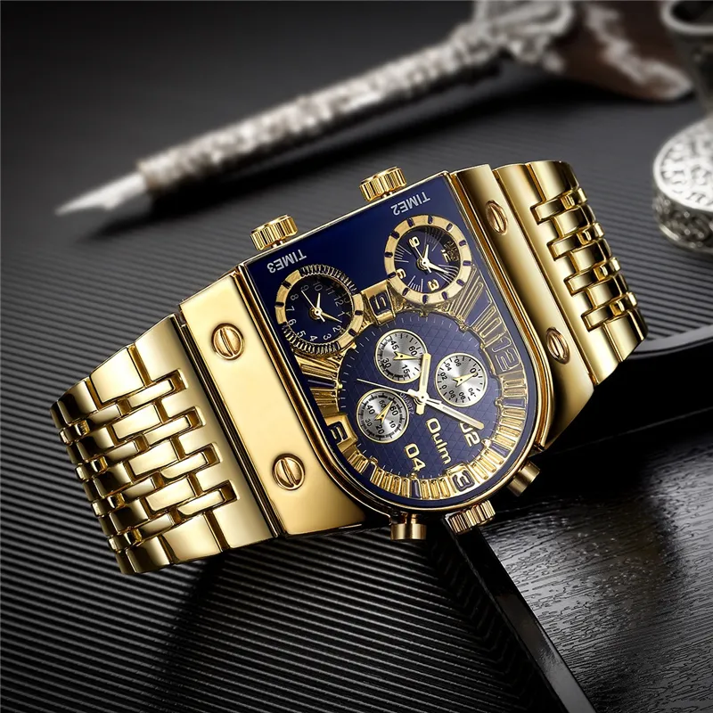 Brand Oulm Quartz observa homens Militar Military Imper impermeável AVISO DE LUMULO GOLD AÇONENS MASCO DE AÇO RELOGIO MASCULINO 220225231B