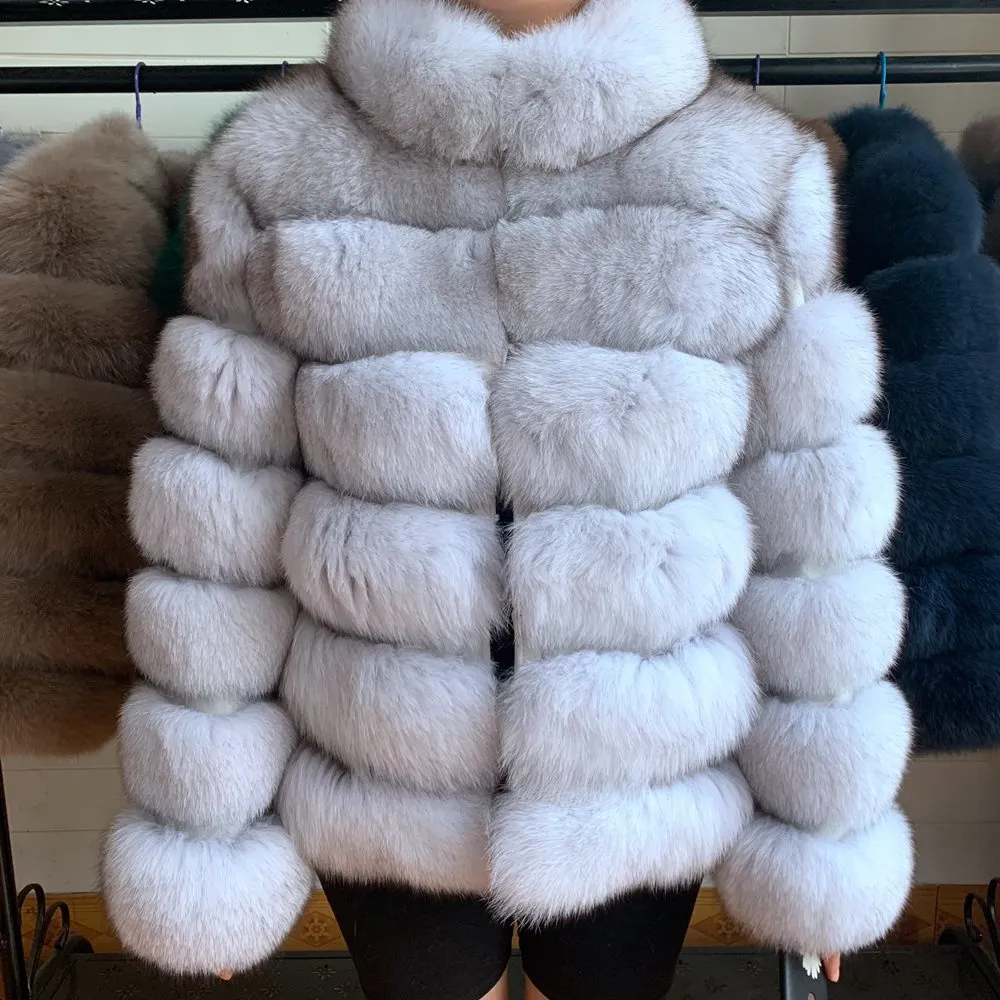 Европа мода женская зима густая теплая настоящая настоящая подлинная лиська меховая пальто леди роскошная лисьма