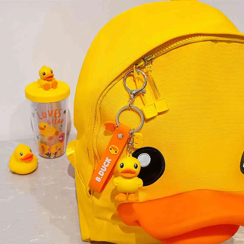 Dessin animé B.Duck petit canard jaune porte-clés pour femmes sac pendentif poupée créative sac à dos clé accessoire porte-clés voiture haut de gamme cadeau