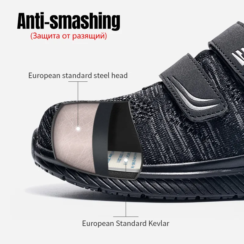 Larnmern męskie buty bezpieczeństwa stalowe palce hakloop konstrukcja Ochronne obuwie lekkie oddychające wstrząsowe buty robocze Y200915