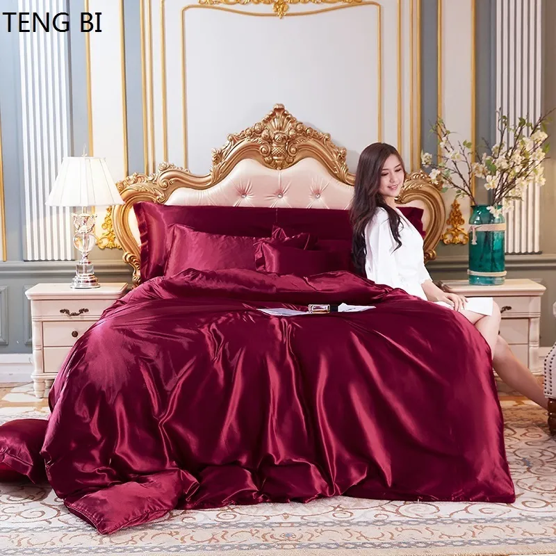 Neue Stil Seidenbettwäsche Home Möbel Mode Luxus Bettwäsche Set Duvet Cover Bettblatt Kissenbezug Größe King Queen Twin 20107970747