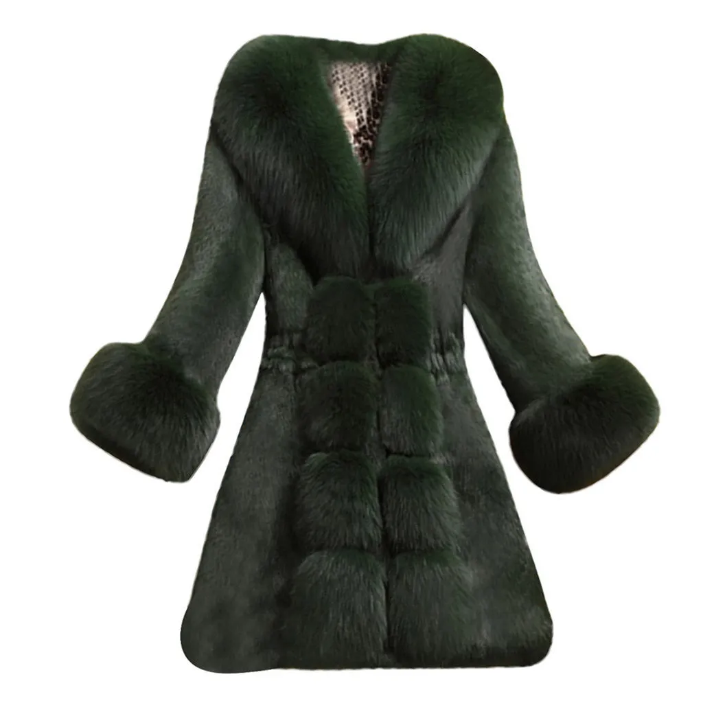 Зимнее пальто Женщины Регулярное Rayon Плюшевые Сплошные Цвета Из искусственного шума Шелдовые пальто с зеленым вином Черный белый четыре цвета на выбор LJ201202