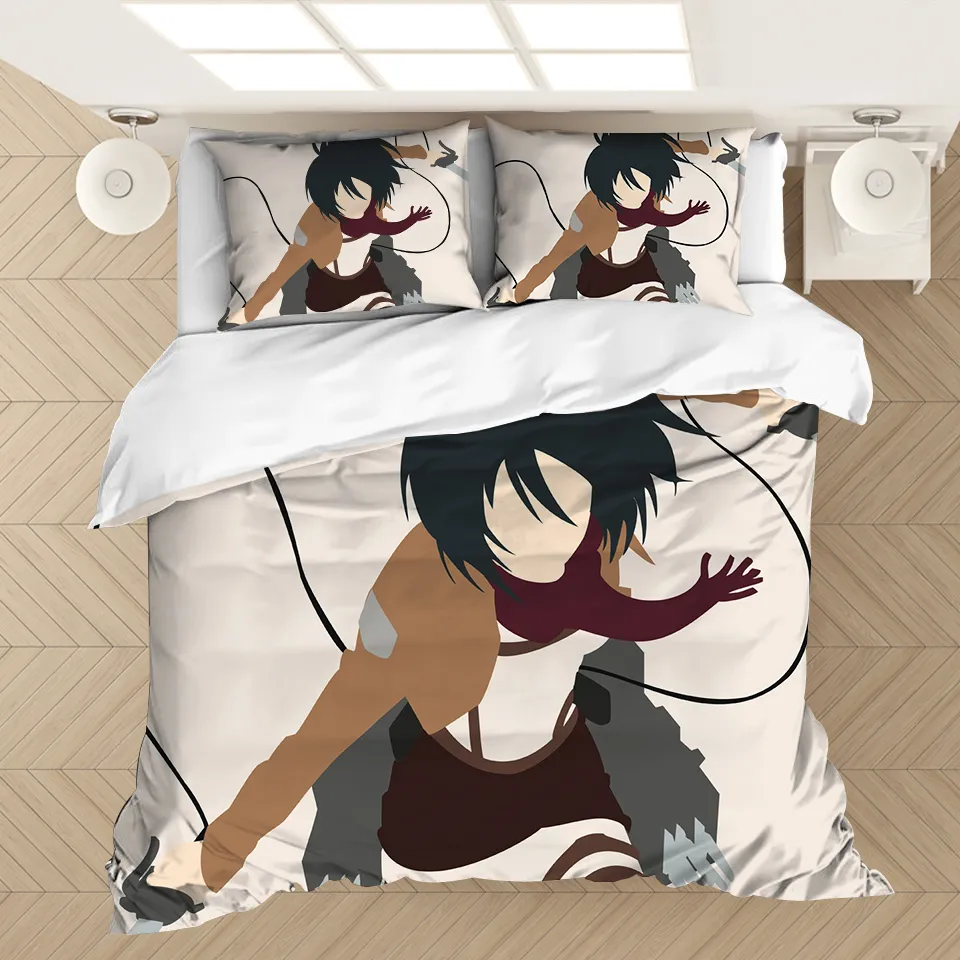 Anime Attack on Titan 3D-gedrucktes Bettwäsche-Set Bettbezüge Kissenbezüge Tröster Bettwäsche-Set Bettwäsche BettwäscheKEIN Blatt C1018286h