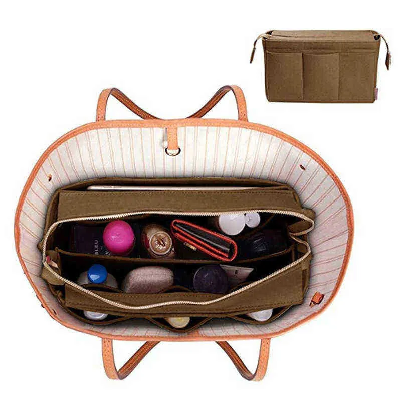 Felt Women Make up Organizer Insert Bag For Handbag Travel Inner Purse Girl Portable Cosmetic Bags Fit Various Brand Storage Bag 202211