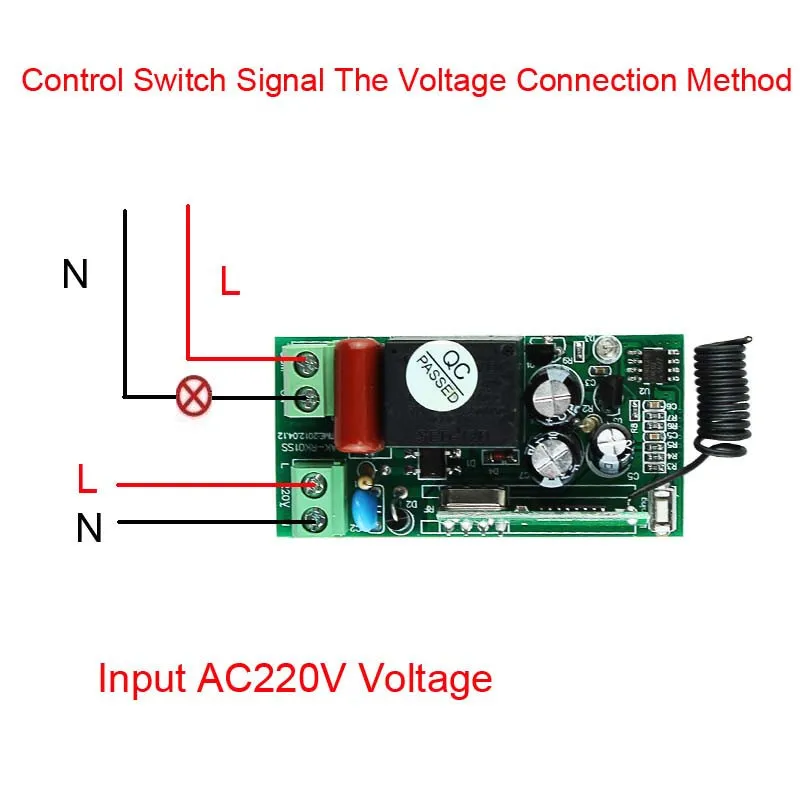 AC 220 V 1CH Système de commutateur de télécommande sans fil Récepteur Émetteur 2 boutons Télécommande étanche 315 MHz / 433,92 MHz T200605