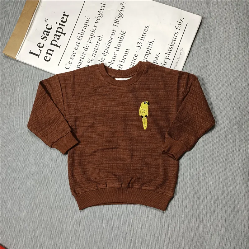 yellow parrot sweaters red/brown for kids boys girls autumn LJ201216