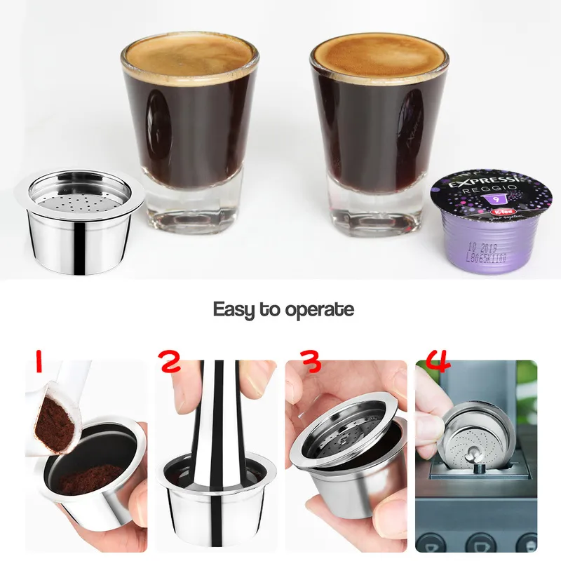 Icafilas de aço inoxidável recarregável coffee cápsula de café Cafeteira filtro para K Taxa Tchibo Cafissimo Creme Maker 220309