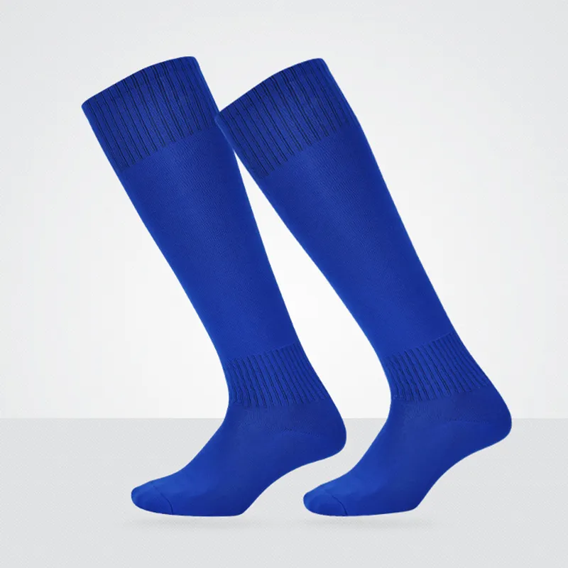 2 Пары Человек Футбол Носки над колено Длинные спортивные носки черно-белый синий цвет дышащий тонкий бегущий спортивные носки 201027