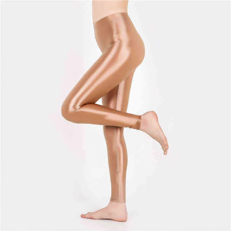 Sexy Frauen Spandex Kostüme Leggings Einfarbig Knöchel Länge Glänzende Yoga Hosen Elastische Glänzende Hosen Fitness Sportlich Nylon H1221
