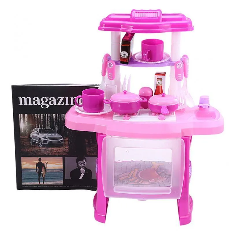 Bambini Giochi di imitazione Simulazione Cucina Giocattoli Set Gioco di cucina Cibo in miniatura Mini pentole Musica leggera Giocattoli Modello di simulazione LJ201211