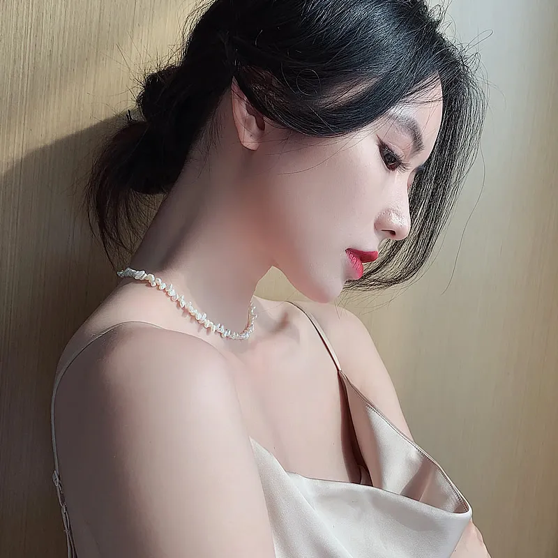 Korean selling fashion jewelry natural irregular freshwater pearl necklace elegant student women daily clavicle necklace1668246