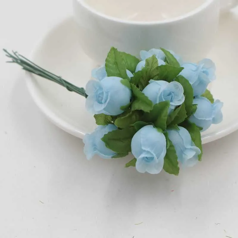 Mini fleur artificielle soie Rose fausses fleurs Bouquet pour fête de mariage jardin Floral bricolage couronne Scrapbook bureau décor à la maison