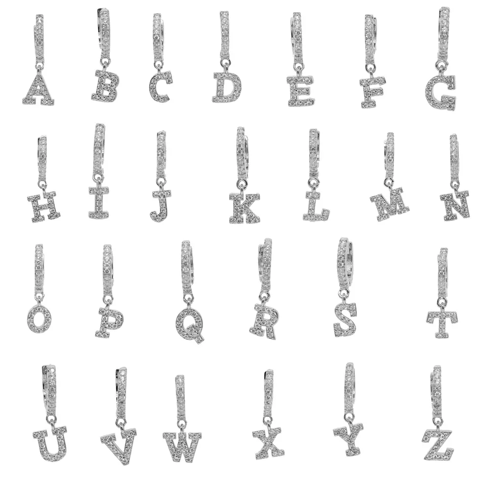 1 шт., золотистые, серебряные, прозрачные, Cz 26, начальные очаровательные круглые висячие серьги, серьги с буквами алфавита для женщин, девочек247x