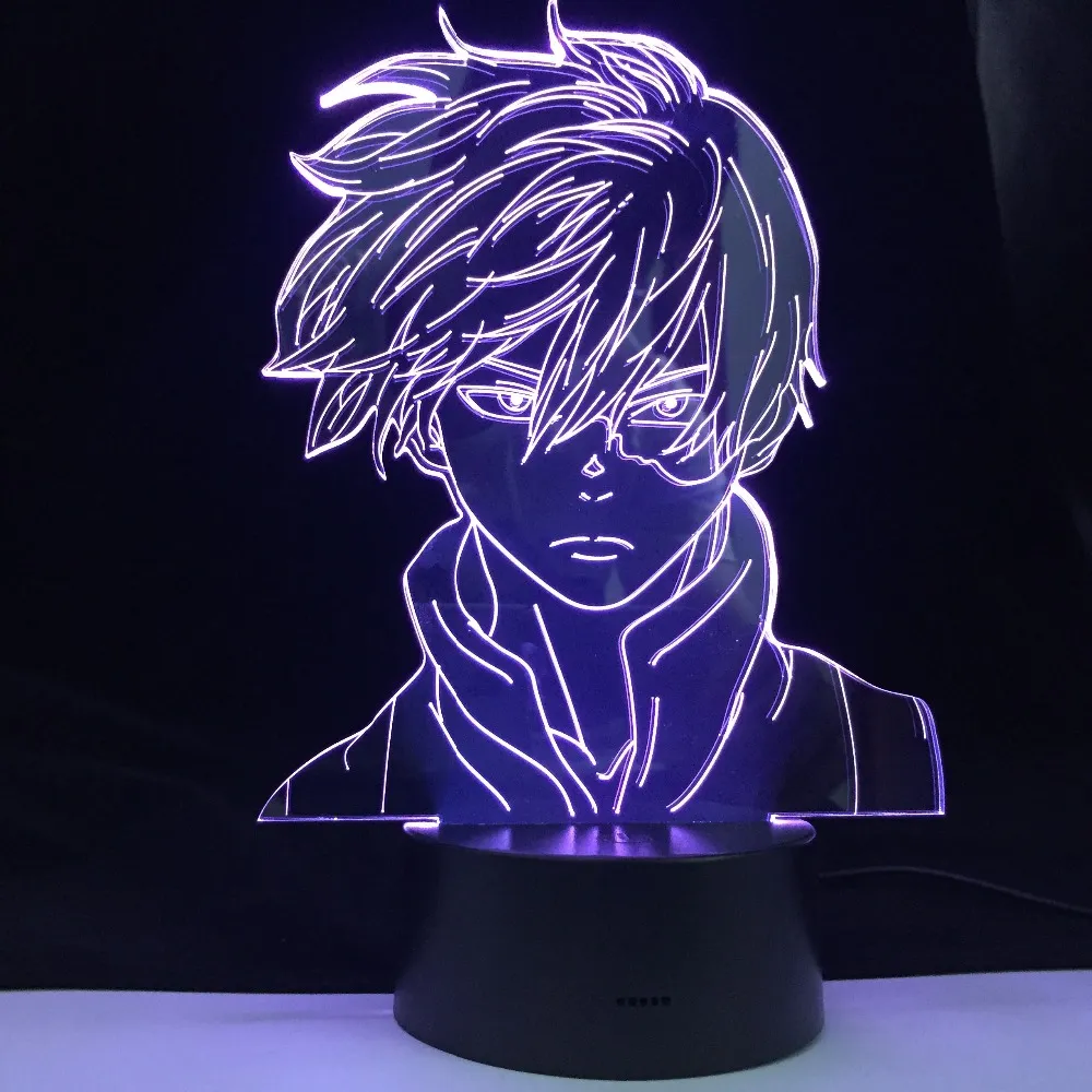 Quindi todoroki faccia anime anime il mio eroe accademia design a led lampada luminosa bambini bambini decorazione camera da letto lampada da tavolo acrilico regalo 224w24w