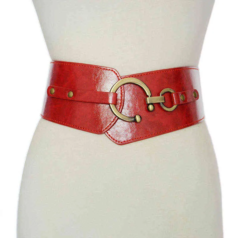 2022 Nya Mode Kvinnor Ladies Wide Bem Ladies Casual Slant Buckle Dekorativa Elastiska Klänning Bälte Designer Bälten G220301