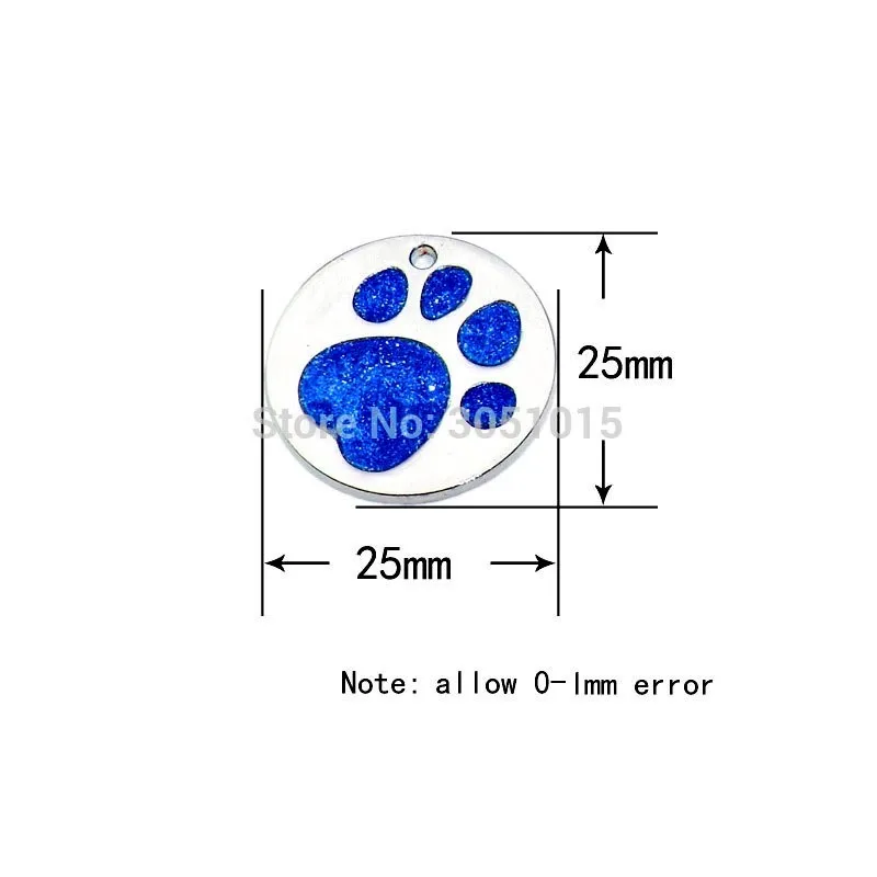 COLD / LOTサークル犬の足の形状IDタグのキラキラのステンレススチール空白のペット用品カラーアクセサリー刻印LJ201112