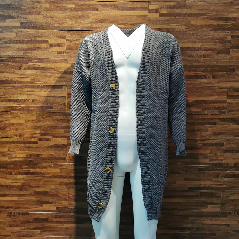 Herfst winter mannen trui cardigan mode duidelijke casual lang gebreide oversized losse plus size mannelijke uitloper knop thicken coat 201221
