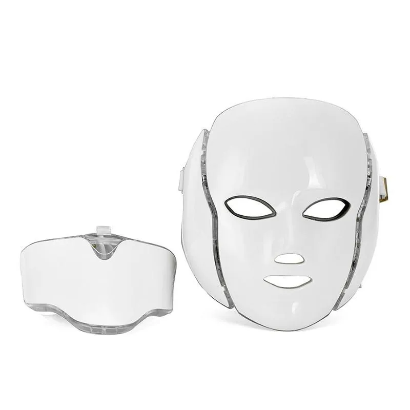 軽いセラピーフェイスビューティースリミングマシン7肌のホワイトニングデバイスDHL出荷用のマイクロカレント付きフェイシャルネックマスクをLED