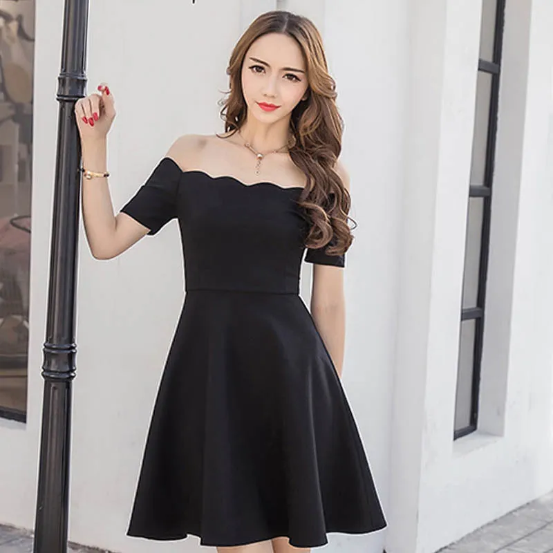 2021 in Girly Birthday Party Short Fashion Line Dressed As Princess Simple New Spring the Shoulder Empire Sexy High Waist Black QVE51173918