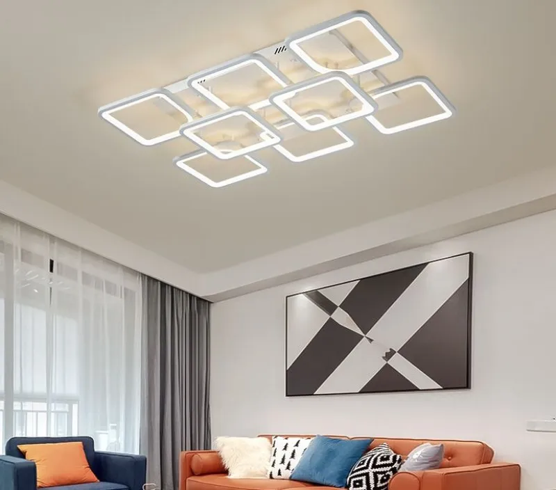 Nya moderna LED -ljuskronor för vardagsrum mat kök sovrum hem vit rektangel hängande taklampa belysning2593