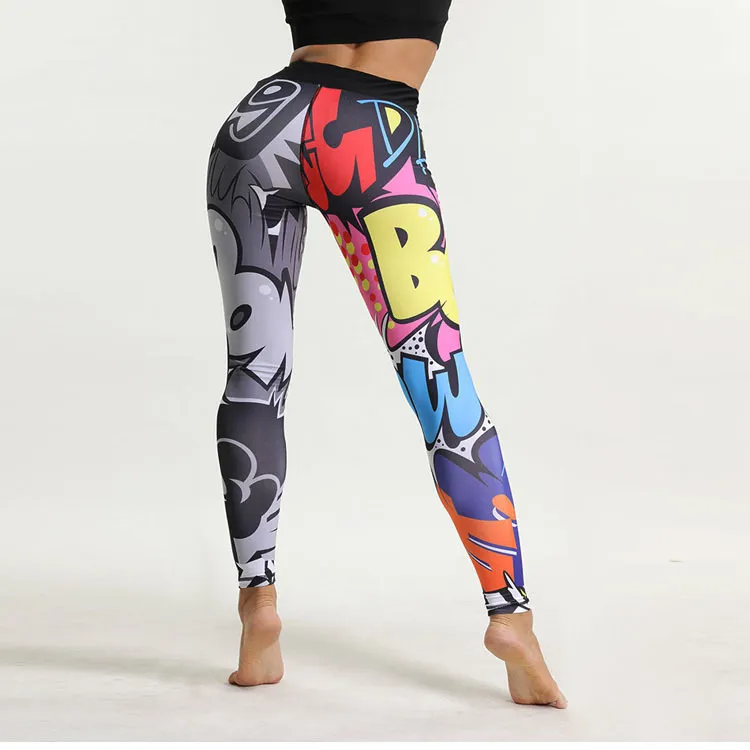 New Brand Women Yoga Pants Cartoon Print Sport Pants Lady Yoga Leggings Fitness Breathable Gym Jogging Running Tights Sport Wear 201014