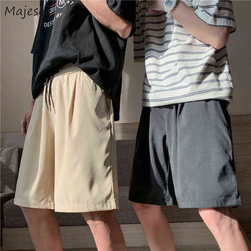 カジュアルショーツ男性ソリッドシンプルなulzzangルーズシックなデザインデザイン10代の巾着オールマッチ夏の新しい特大の人気のボトムスハンサムG220223