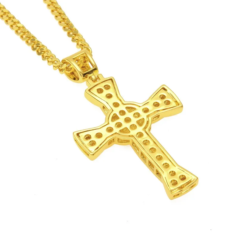 Bling Bling Rhinestone Jezus Krzyż Naszyjnik Dla Mężczyzn Kobiety Utwardzone Kryształ Hip Hop Marked Out Naszyjnik z 5mm * 70 CM Kubańska Łańcuch Biżuteria