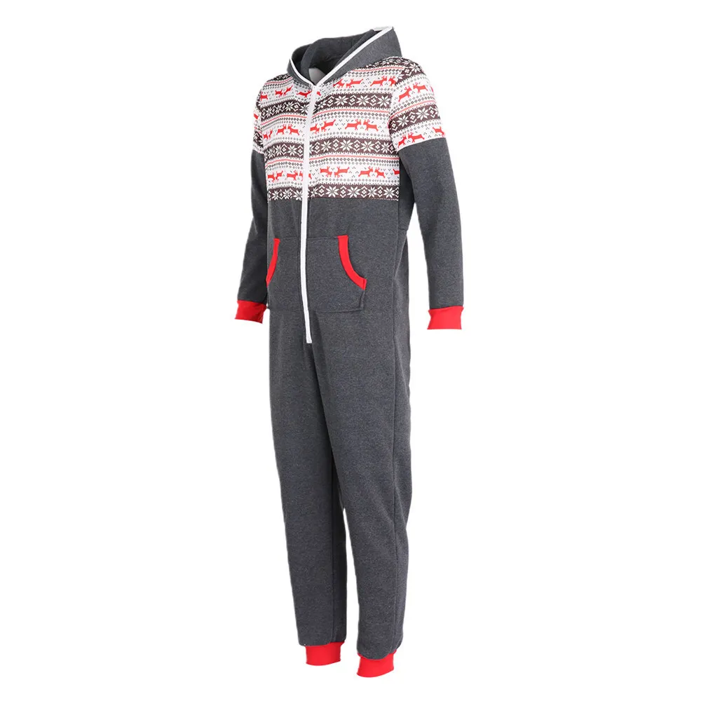 2020 Noël chaud combinaison vêtements de nuit famille correspondant pyjamas festival flocon de neige une pièce fermeture à capuche pour papa maman enfants LJ201111