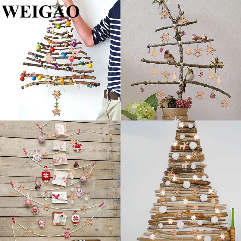 WEIGAO di legno ornamenti l'albero di Natale Mini fiocco di neve pendenti pendenti decorazioni la casa regalo anno Y201020