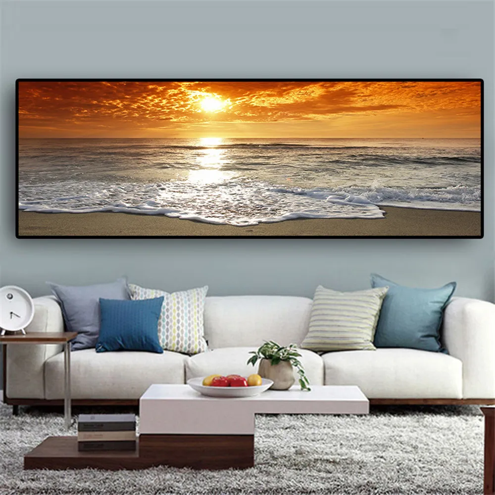 DIY Diamond Embroidery Sunsets Natural Sea Beach 5D Diamond Painting Landscape Mosaic Wall Picture Poster Art Home Decor 201112