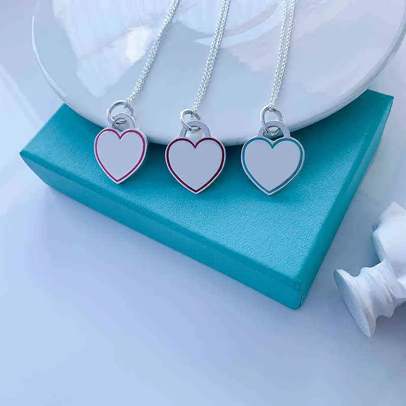 TF 925 collana sterlina argento di alta qualità personalizzato moda tendenza luce di lusso a tre colori collana cuore regalo con AA220315