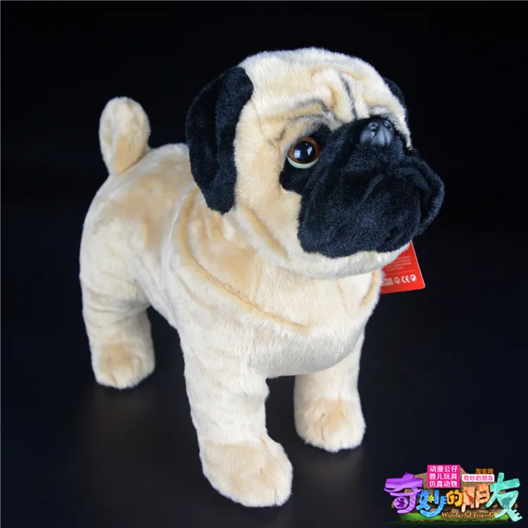 12inch Lifelike Standing Pug Dog Plush Toys Soft Dog Stuffed Animals Toy Birthday Christmas Gifts For Kids LJ201126