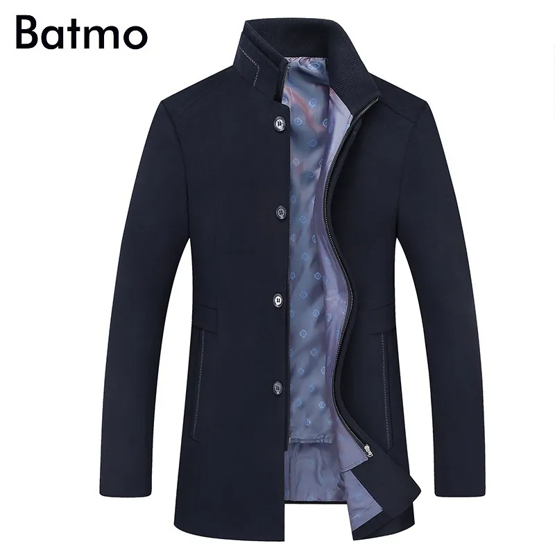 BATMO Arrivée Hiver Haute Qualité Laine Trench-coat épais Vestes en laine grise pour hommes Plus-Taille M-6XL1818 201128