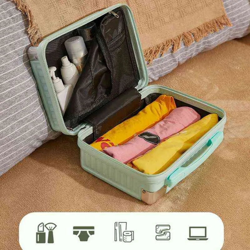Nxy Kosmetiktaschen 14-Zoll-Multifunktions-Damenetui Reise-Handgepäck Tragbare Make-up-Tasche Professioneller Koffer 220303
