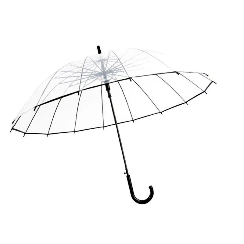 Guarda-chuvas transparentes semi-automáticos para proteger contra vento e chuva guarda-chuva de cabo longo campo claro de visão 201104