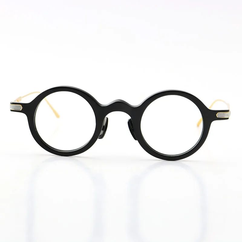 Ny original Floral Buffalo Horn -ramar Designer Presbyopic Eyewear Circular Geryeglasses Titanium Myopic Eyewear Round Vintage3114