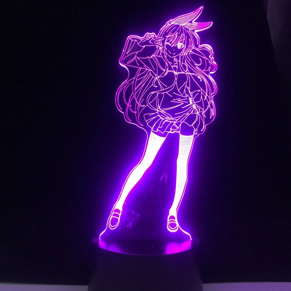 Śliczny japoński Waifu 3D Night Light Anime Lampa Yumeko Jabami z Kakegurui kompulsywna hazardzista dekoracje USB Drop253J