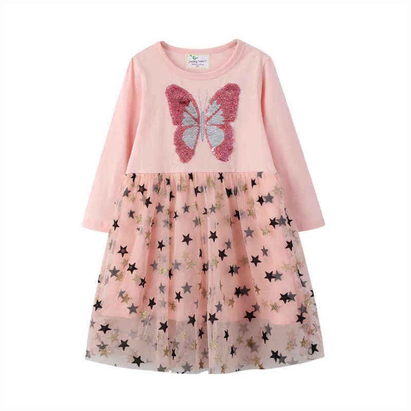 Niños Otoño Invierno Vestidos para niñas Estrella Lentejuelas Princesa Vestido de manga larga Fiesta Vestidos Bebé Niños Ropa 211231