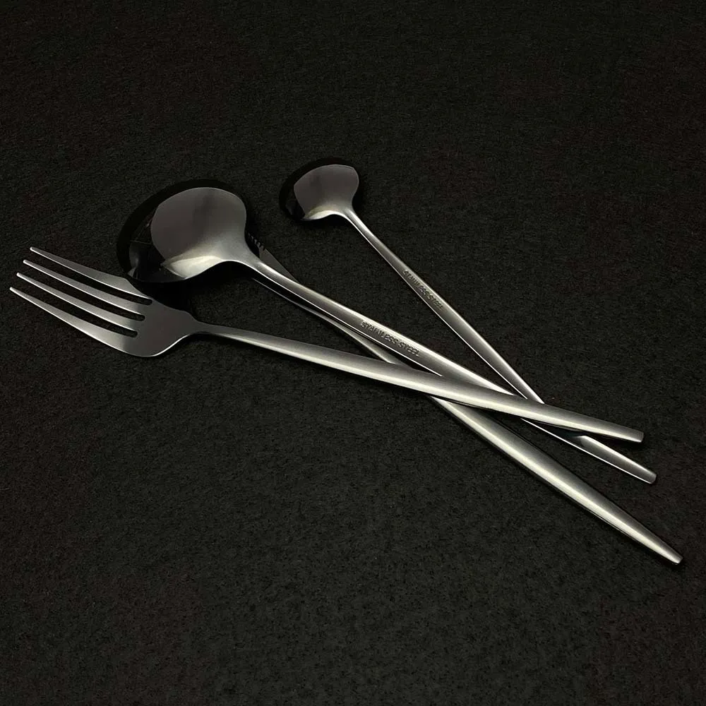 36 pezzi Black Gold Set di posate in acciaio inox 18/di stoviglie cena posate coltello forchetta cucchiaio stoviglie da cucina argenteria 201116