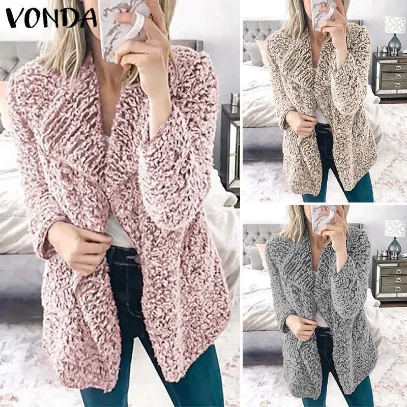 Vodna Women Jackets теплый искусственный меховой пальто 2019 Осень зимний длинное рукав повседневная уличная одежда.