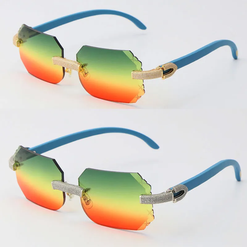 Nuovi occhiali da sole in legno vintage in legno vintage in legno vintage occhiali da sole in legno blu con guida da sole rocce telaio metallico maschio e fema206v
