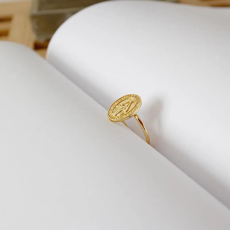 Круглые брендовые открытые кольца с форзацем из золота Девы Марии для женщин, высокое качество, 100% серебро 925 пробы, женские религиозные ювелирные изделия212q