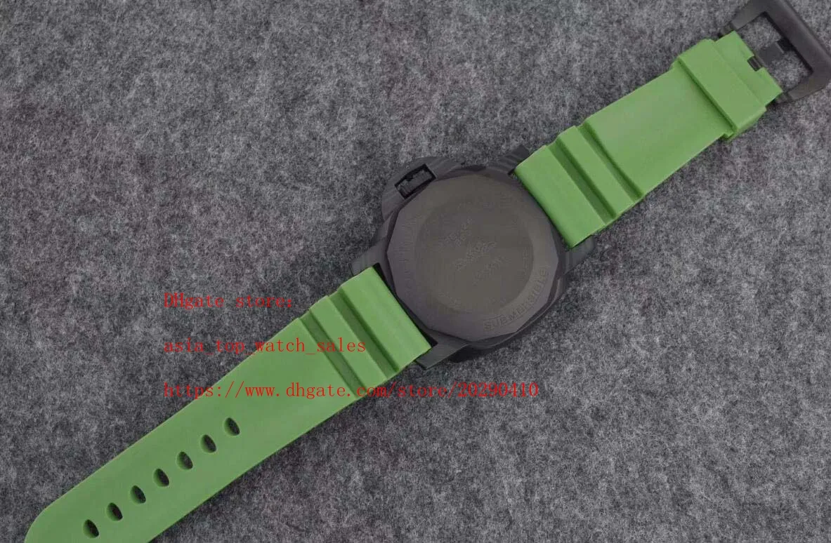 Estilo clássico relógios de super qualidade para homens cal 2555 movimento automático 47mm moldura giratória caixa de fibra de carbono data automática verde rub189l