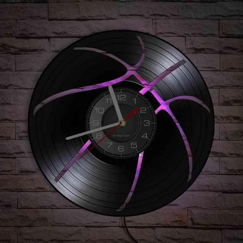 Basketball Ball Silhouette Sign Laser Etched Vinyl Record Wall Clock Silent Sweep For Teen Room Sport Artwork Home Decor Clock H1230