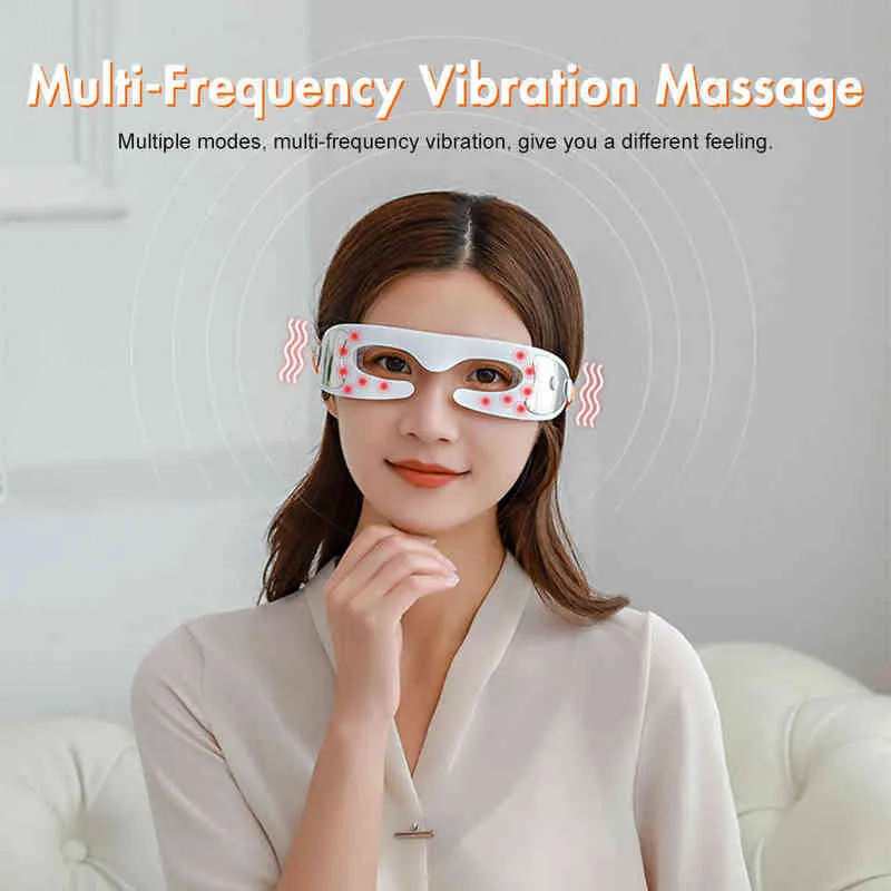 3D LED -ljusterapiögon Mask Massager Värme Spa Vibration Face Eye Bag Wrinkle Borttagning Trötthet Relief Beauty Device 2112313954995