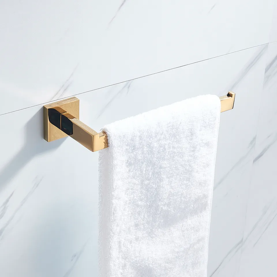 Bathroom Hardware Set Gold Polish Bathrobe Hook Towel Rail Bar Rack Bar Shelf Tissue Paper Holder Bathroom Accessories C1020288K
