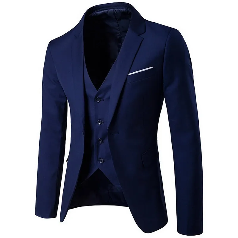 CYSINCOS Herren Slim Anzüge Herren Business Casual Kleidung Groomsman dreiteiliger Anzug Blazer Jacke Hosen Hosen Weste Sets 201109