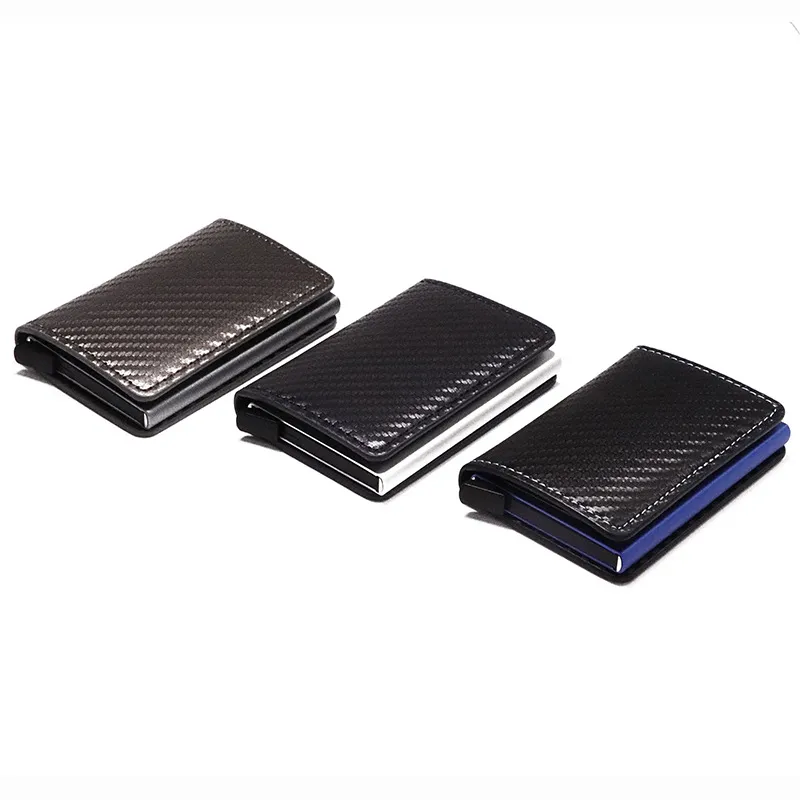 RFID Blocage de carbone Fibre Slimwallet en aluminium Carte de crédit Metal Business ID Holder Slim Card Case Mini portefeuille pour Men267E