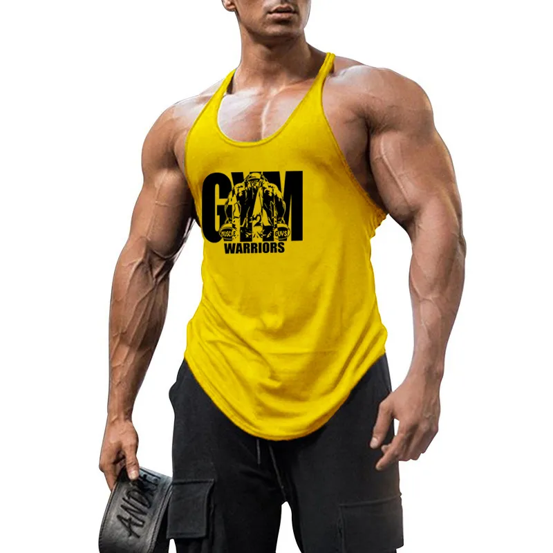 Summer Y Back Gym Stringer Tank Top Men Cotton Clothing Bodybuilding Sleeveless Shirt Fitness Vest Muscle Singlets Workout Tank 22285S