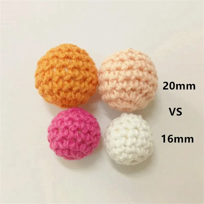 Chengkai 20mm Round Knitting Cotton Crochet Wooden Beads Balls for DIY decoration baby teether jewelry necklace Toy T200323234M